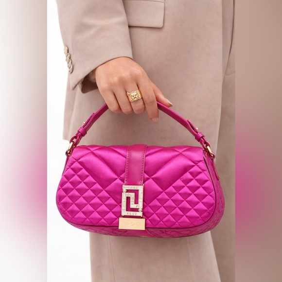 Versace Handbags - Versace Greca Goddess Silk Mini Bag Hot Pink with Crystal Embellishments